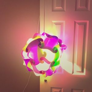 Green and purple pendent light lamp